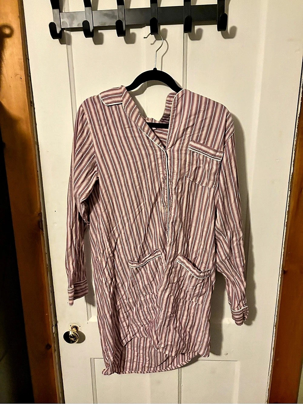 UGG Striped Sleep Shirt Button-Front Top Pink & White
